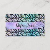Carte De Visite Iridescente Foil arc-en-ciel Leopard pourpre (Devant)
