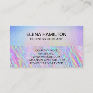 Carte De Visite Iridescente Holographique Pastel Texture de l'huil