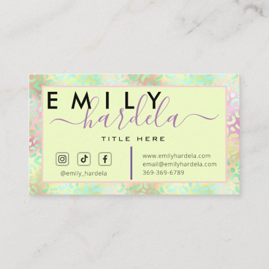 Carte De Visite Iridescente Leopard Professionnel (Dos)