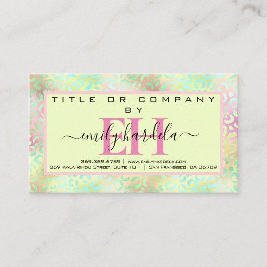 Carte De Visite Iridescente Leopard Professionnel (Devant)