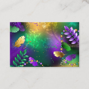 Carte De Visite Iridescente mardi gras arrière - plan avec perles