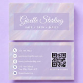 Carte De Visite Iridescente Pastel Opal Code QR Pierre holographiq