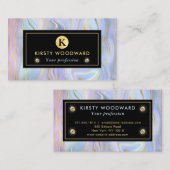 Carte De Visite Iridescente Rainbow Gradient et Gold Foil Strata (Devant / Derrière)