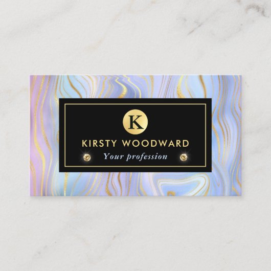 Carte De Visite Iridescente Rainbow Gradient et Gold Foil Strata (Devant)