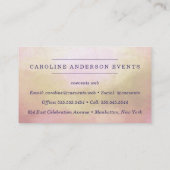 Carte De Visite Iridescente rose & or avec fleurs Boho (Dos)