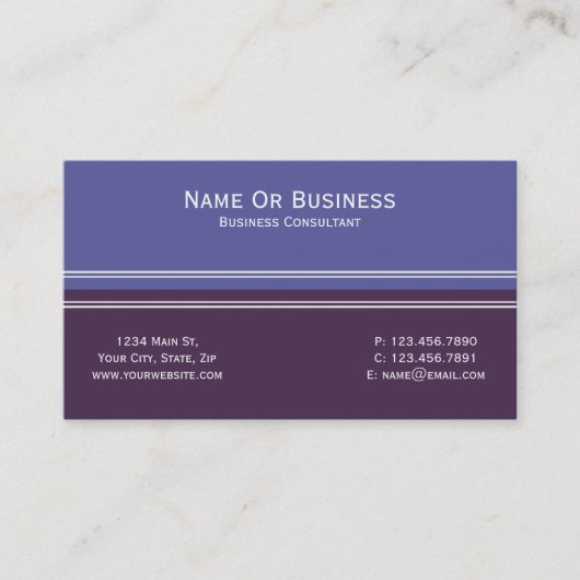 Carte De Visite Iris Bleu Violet Couleur Bloc unique Élégant (Devant)
