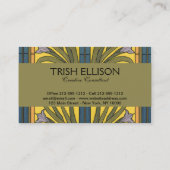 Carte De Visite Iris Fleur Art Nouveau Vitrail Bleu Or (Dos)