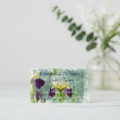 Carte De Visite Iris Violet Impressionniste Floral Peinture Art (Debout devant)