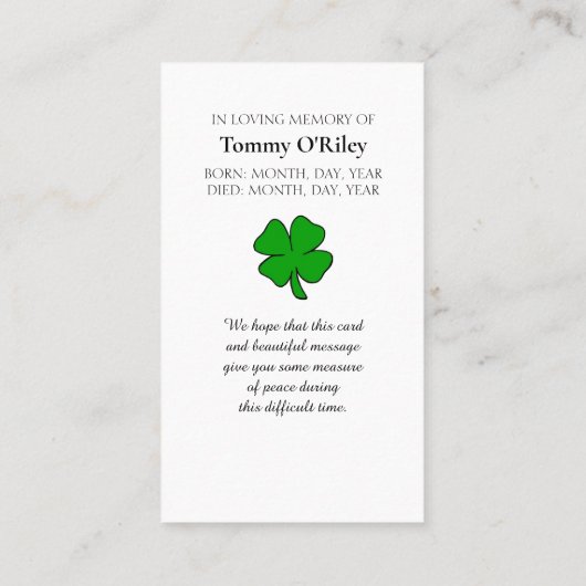 Carte De Visite Irish Blessing Blue Purple Green Orange Prayer (Dos)