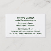 Carte de visite irlandais : : Double conception G1 (Dos)