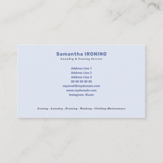Carte De Visite Ironing & Laundry (Dos)