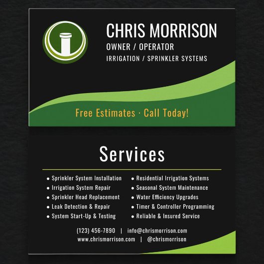 Carte De Visite Irrigation Sprinkler Systems Service
