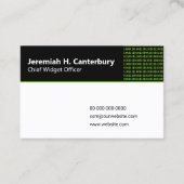 Carte De Visite IT Professional - Code binaire en vert sur noir (Dos)