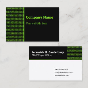 Carte De Visite IT Professional - Code binaire en vert sur noir