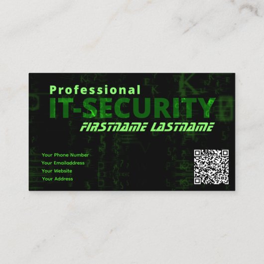 Carte De Visite IT-Sécurité cybersécurité expert en cybersécurité (Dos)