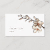 Carte De Visite Ivoire 3D Magnolia Rustique | Code QR (Devant)
