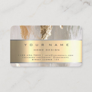 Carte De Visite Ivoire Champagne Or Rayures Diamant Paillettes VIP
