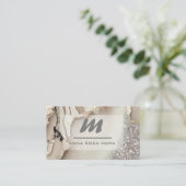 Carte De Visite *~* Ivoire QR Agate Glam Luxe Parties scintillant  (Debout devant)