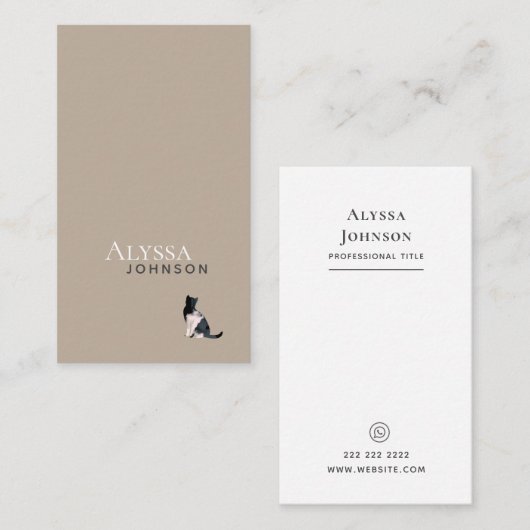 Carte De Visite Ivoirienne Brown Calico Cloud Chat Minimal (Devant / Derrière)