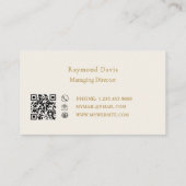 Carte De Visite Ivory cream gold modern minimialst modern logo (Dos)