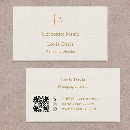 Carte De Visite Ivory cream gold modern minimialst premium logo