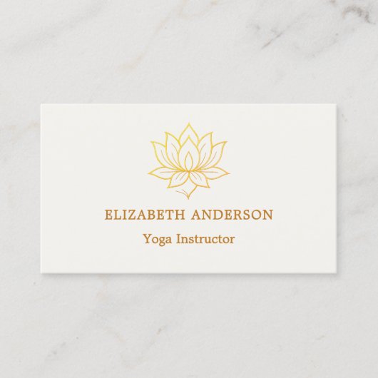 Carte De Visite Ivory gold lutus flower Yoga Instructor (Devant)