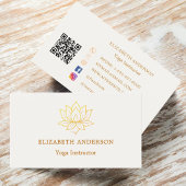 Carte De Visite Ivory gold lutus flower Yoga Instructor