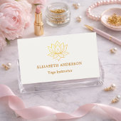 Carte De Visite Ivory gold lutus flower Yoga Instructor