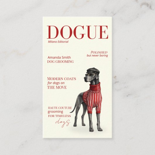 Carte De Visite Ivory Great Dane Dogue Magazine Business Card (Devant)