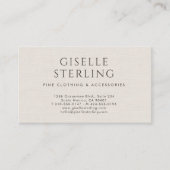Carte De Visite Ivory QR Code Linen Luxury Boutique Fashion  (Devant)