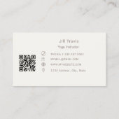 Carte De Visite Ivory taupe monogram wreath modern minimalst QR (Dos)