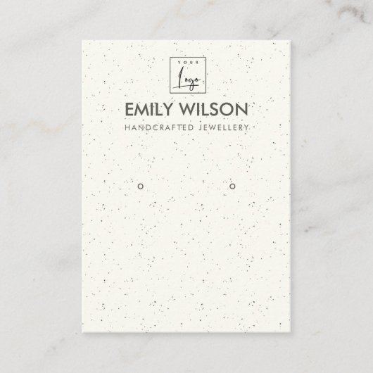 CARTE DE VISITE IVORY WHITE CERAMIC TEXTURE EARRING AFFICHER LOGO (Devant)