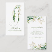 Carte De Visite J Lettre Monogram Gold Greenery Feuille Élégant (Devant / Derrière)