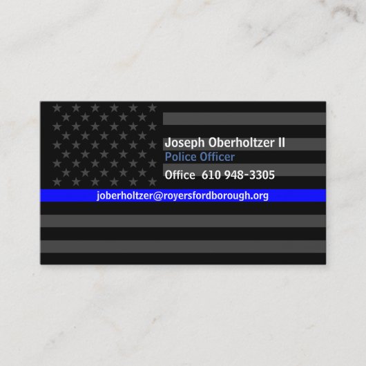 Carte De Visite J. O. II Thin Blue Line American Flag Contact d'a (Devant)