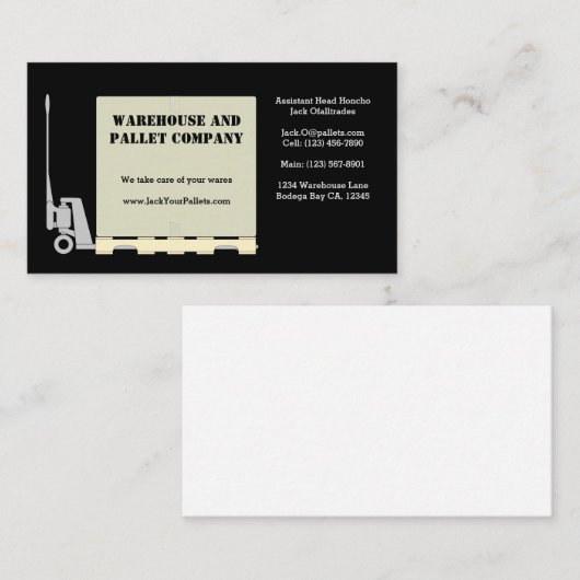 Carte De Visite Jack à palettes (Devant / Derrière)