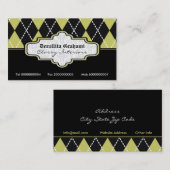 Carte De Visite Jacquard blanc vert olive noir tendance (Devant / Derrière)