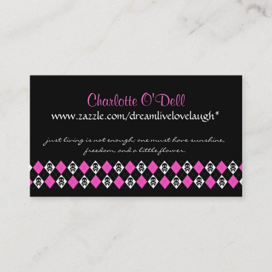 Carte De Visite Jacquard de crâne ; vente de site Web (Devant)