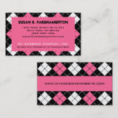 Carte De Visite Jacquard noir et blanc rose Imprimer (Devant / Derrière)