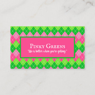 Carte De Visite Jacquard rose et vert blanc Stitch Preppy Golf