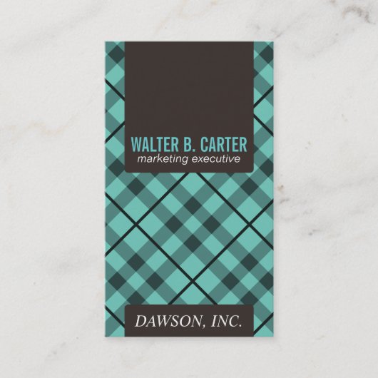 Carte De Visite Jacquard vertical (vert et Brown Aqua) (Devant)
