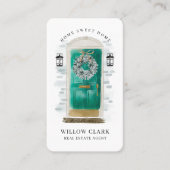 Carte De Visite Jade Aquarelle Porte Avant Wreath Immobilier (Devant)