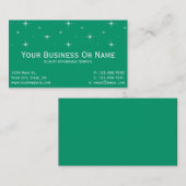 Carte De Visite Jade Green & Bright Stars. Nom / Entreprise (Devant / Derrière)