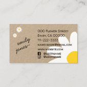 Carte De Visite J'adore Daisy fait main par nom avec les médias so (Dos)