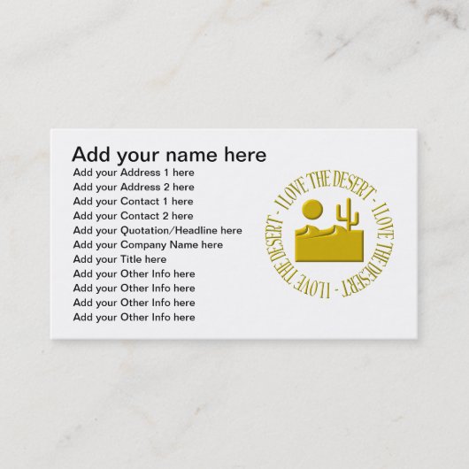 Carte De Visite J'adore le désert (Devant)