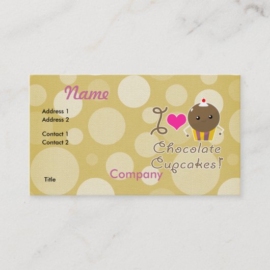 Carte De Visite J'adore les Cupcakes au Chocolat (Devant)