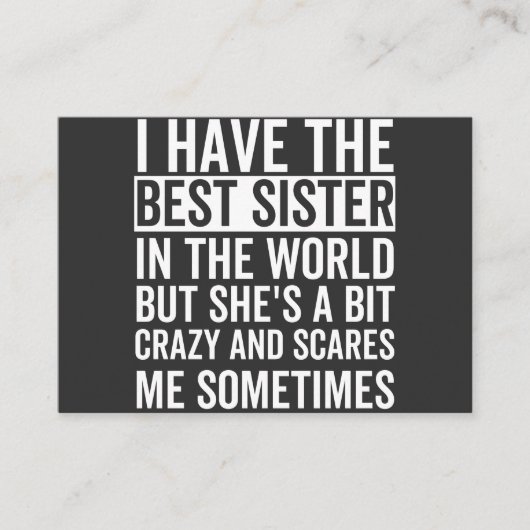 Carte De Visite J'ai la meilleure soeur du monde (Devant)