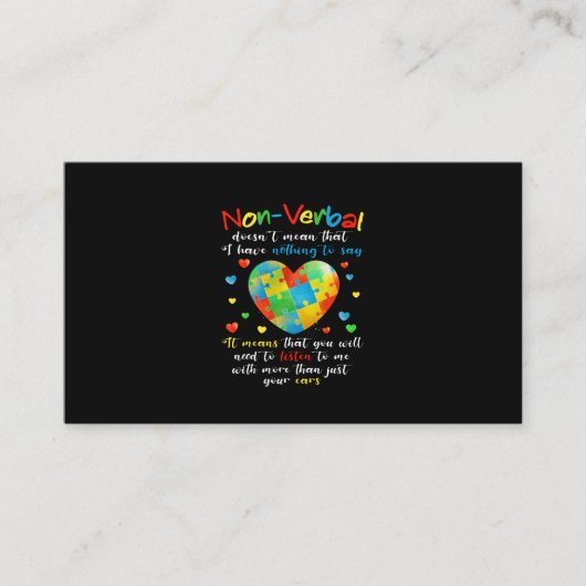 Carte De Visite J'Ai NONVERBAL Sensibilisation sur l'autisme Puzzl (Devant)