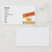 CARTE DE VISITE J'AI SURVÉCU AU DIVORCE (Devant / Derrière)