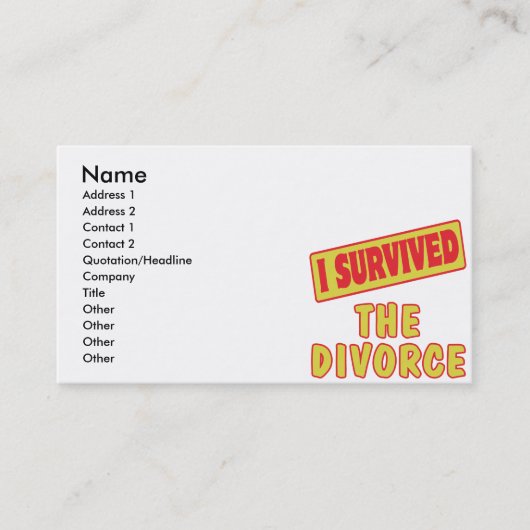 CARTE DE VISITE J'AI SURVÉCU AU DIVORCE (Devant)
