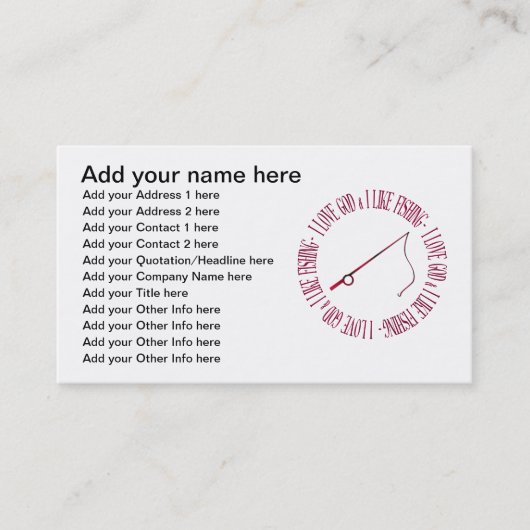 Carte De Visite J'aime Dieu et j'aime pêcher (Devant)